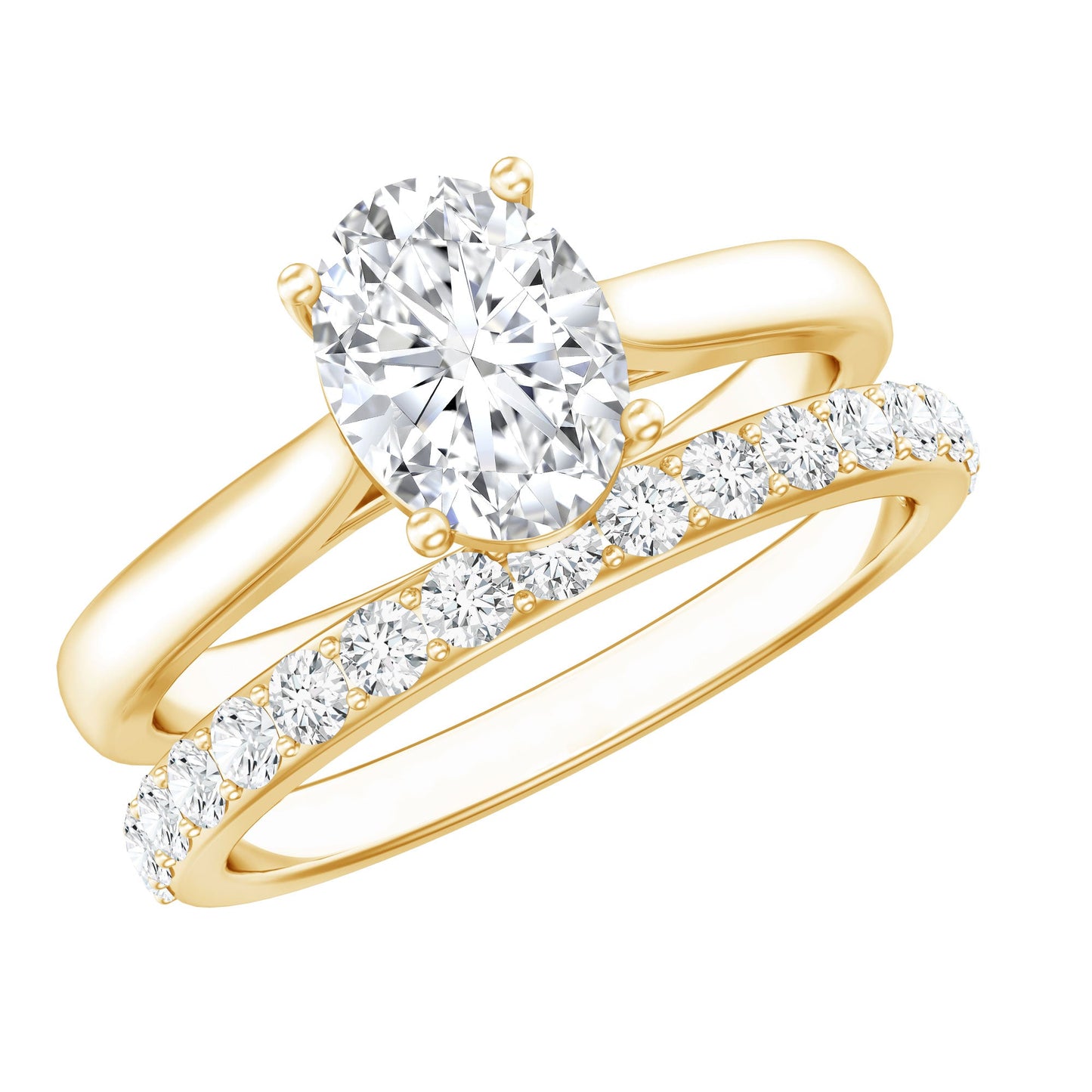 Oval Cut Solitaire Moissanite Bridal Ring Set
