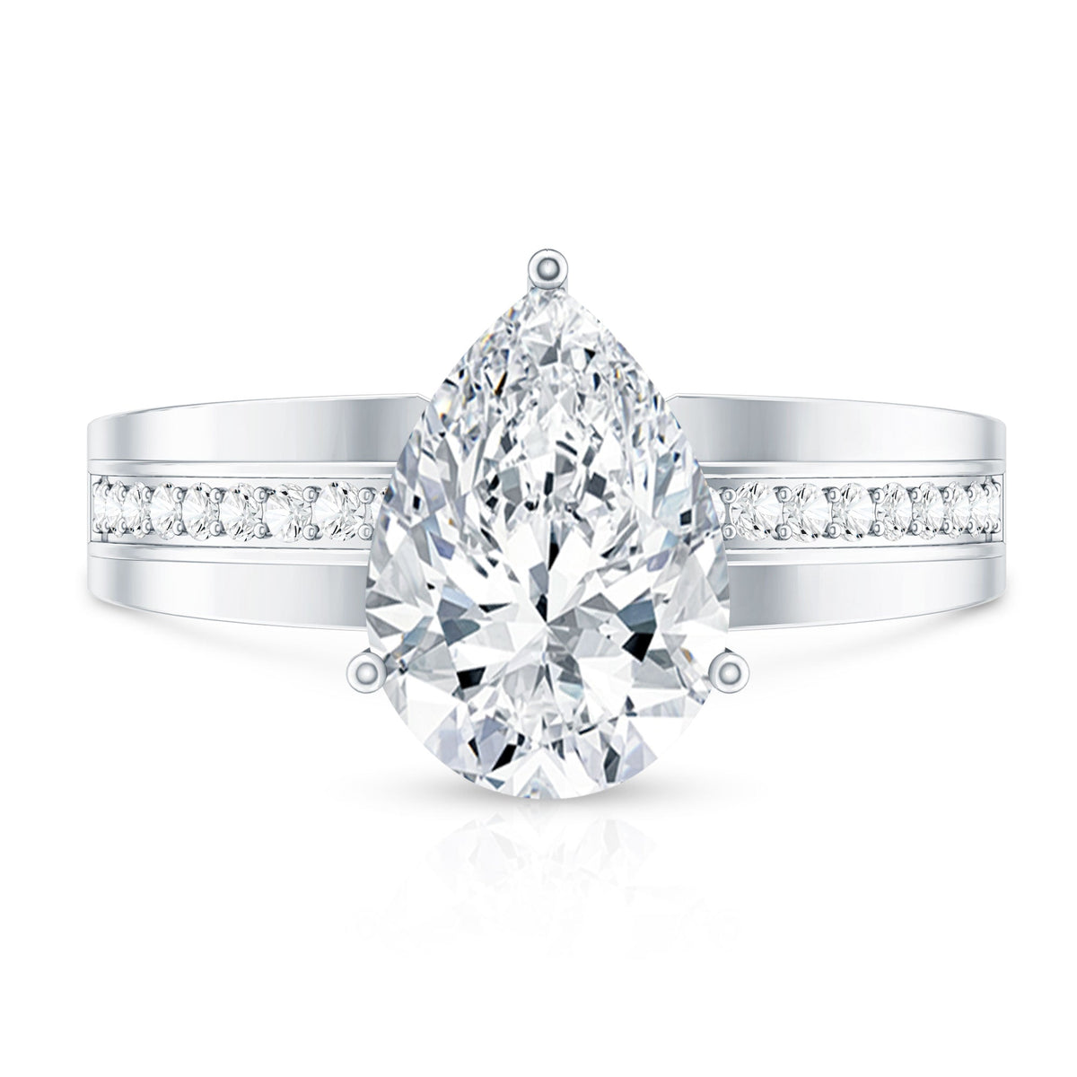 Solitaire Moissanite Pear Shaped Engagement Ring