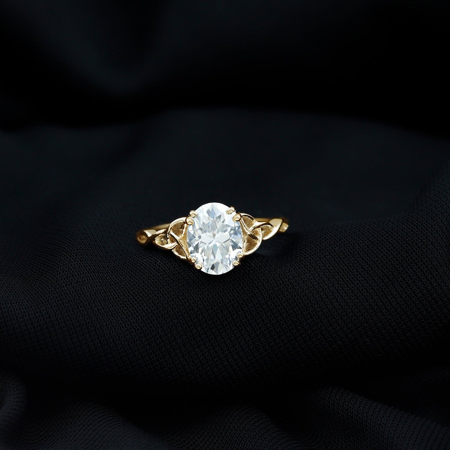 Oval Moissanite Engagement Ring with Celtic Band