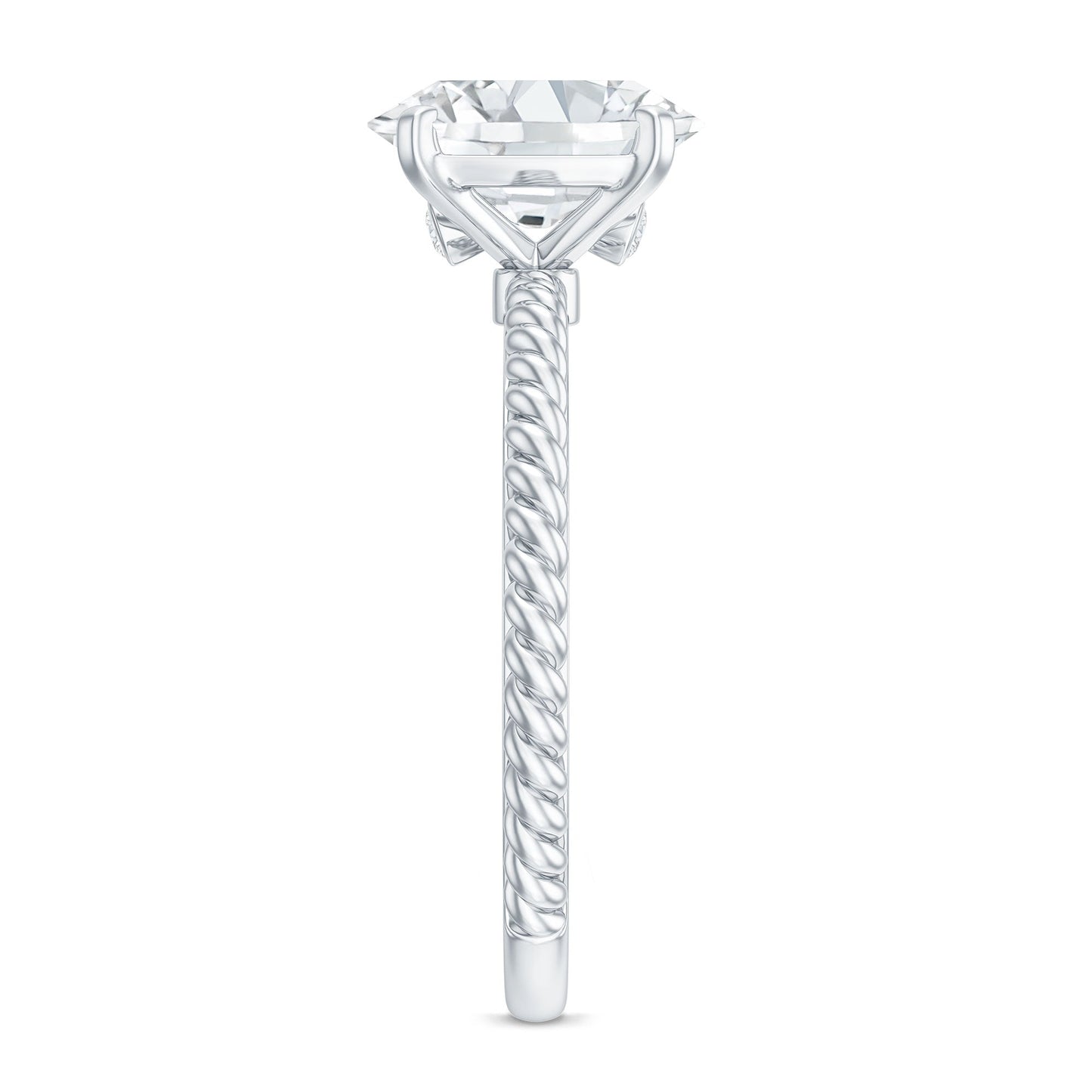 Oval Shape Moissanite Solitaire Engagement Ring with Twisted Rope