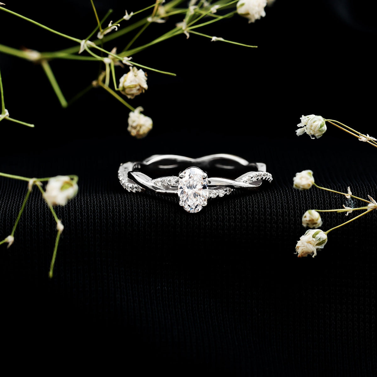 Oval Cut Moissanite Braided Engagement Ring