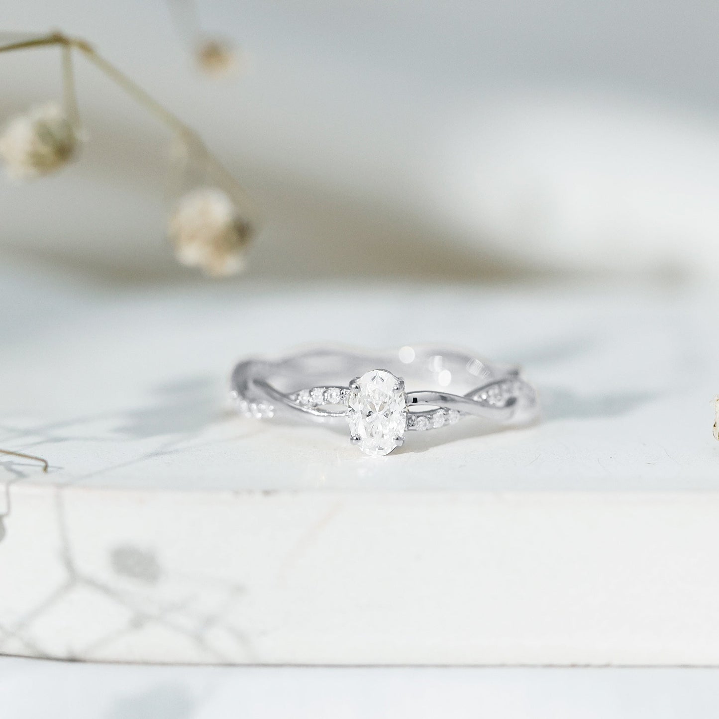 Oval Cut Moissanite Braided Engagement Ring