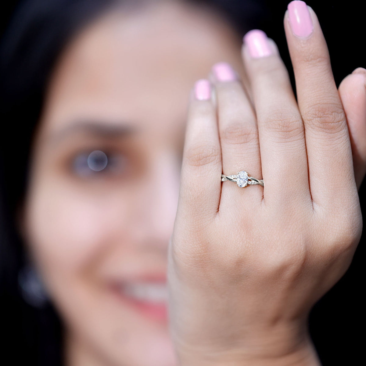 Oval Cut Moissanite Braided Engagement Ring
