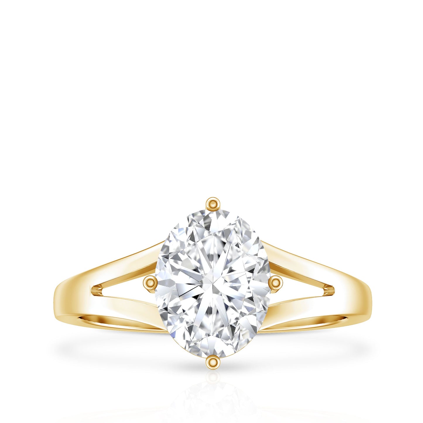 Oval Cut Moissanite Solitaire Engagement Ring in Split Shank