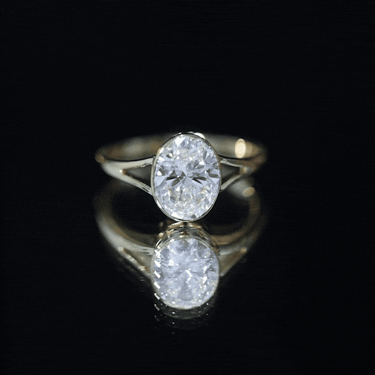Certified 2 Carat Oval Moissanite Solitaire Engagement Ring in Split Shank