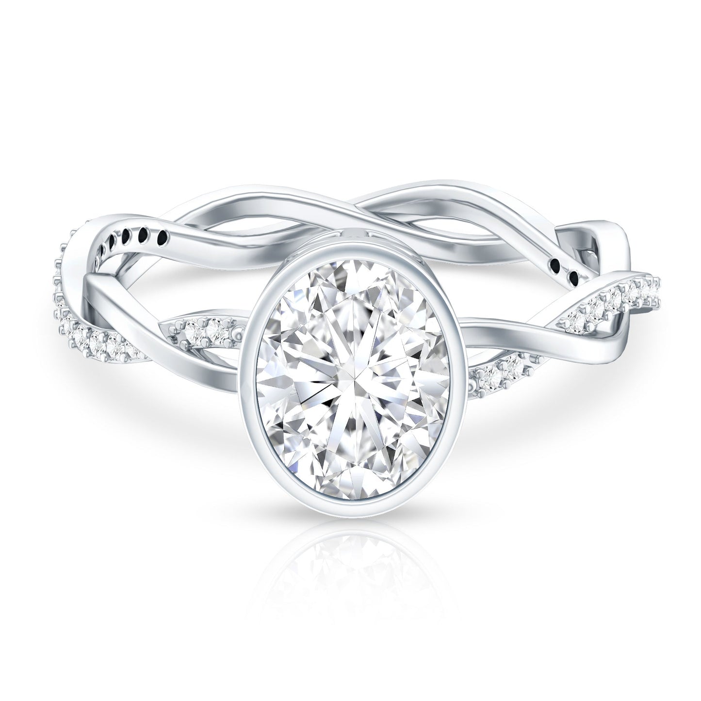 Brilliant Cut Moissanite Bezel Set Engagement Ring in Braided Shank