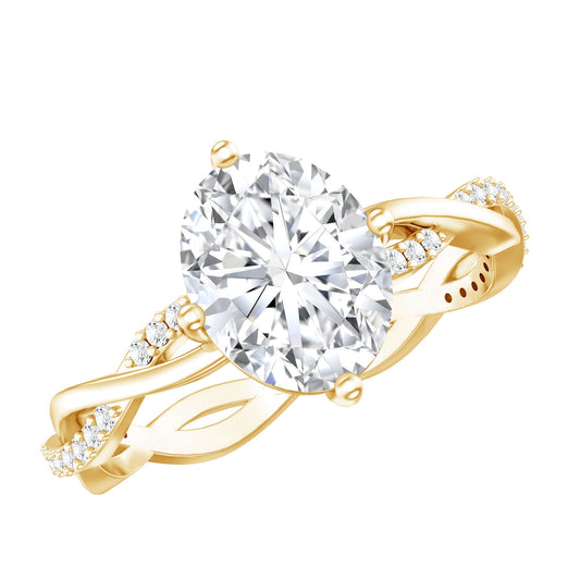Moissanite Oval Engagement Ring With Diagonal Prong Setting