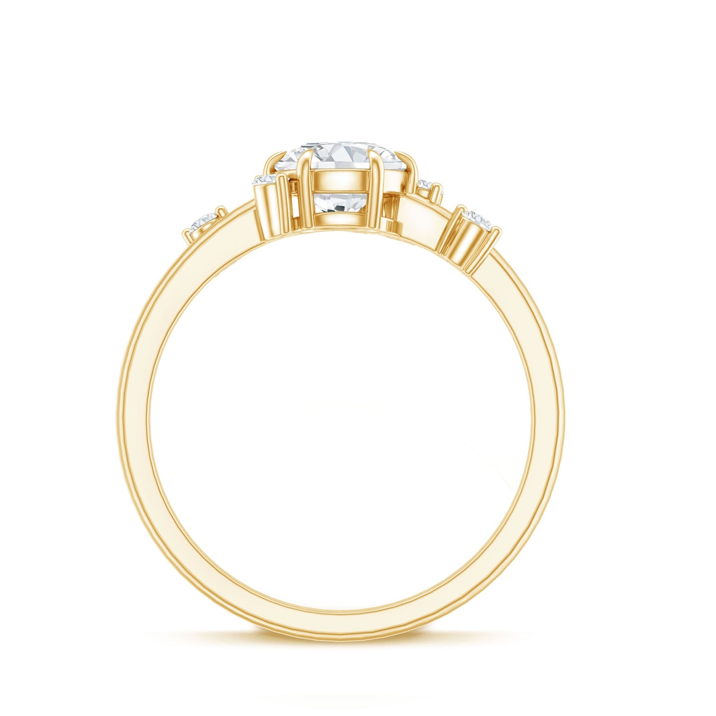 Round Cut Scatter Moissanite Unique Engagement Ring