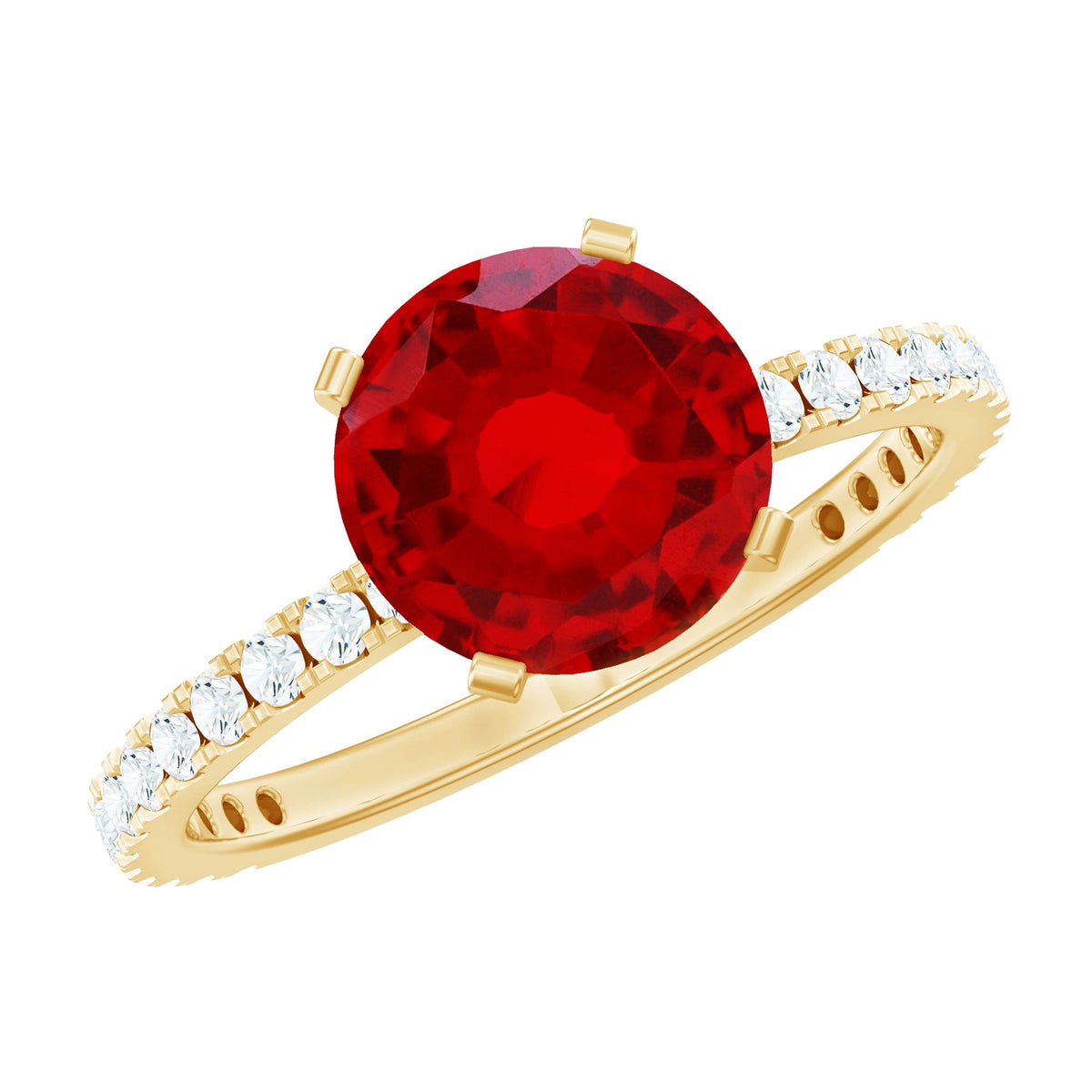 Peg Head Set Lab Grown Ruby Solitaire Engagement Ring