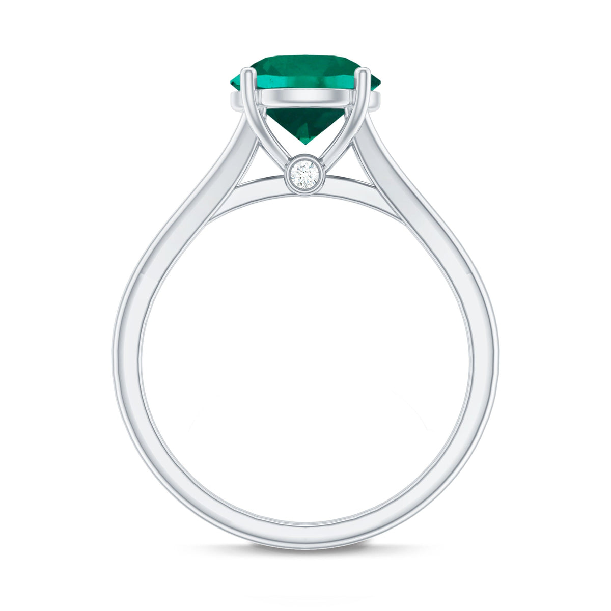 Certified 2 Carat Lab Grown Emerald Engagement Ring with Surprise Diamond