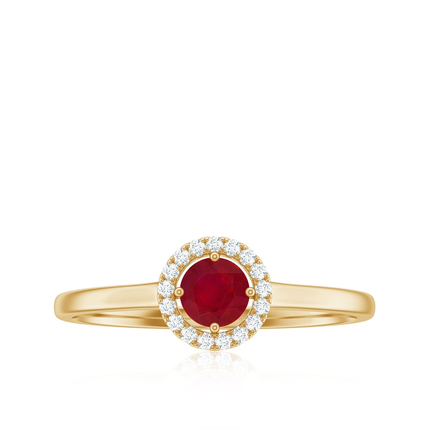 Real Ruby Promise Ring with Diamond Halo