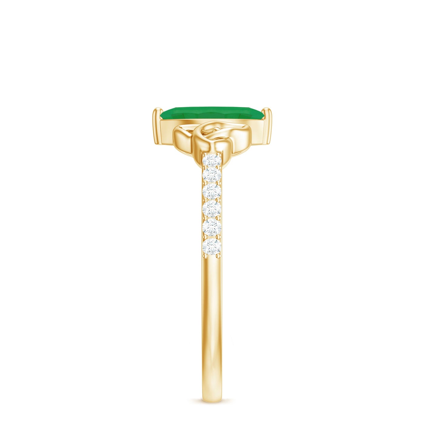 Natural Marquise Emerald Diamond Promise Ring with Celtic Knot