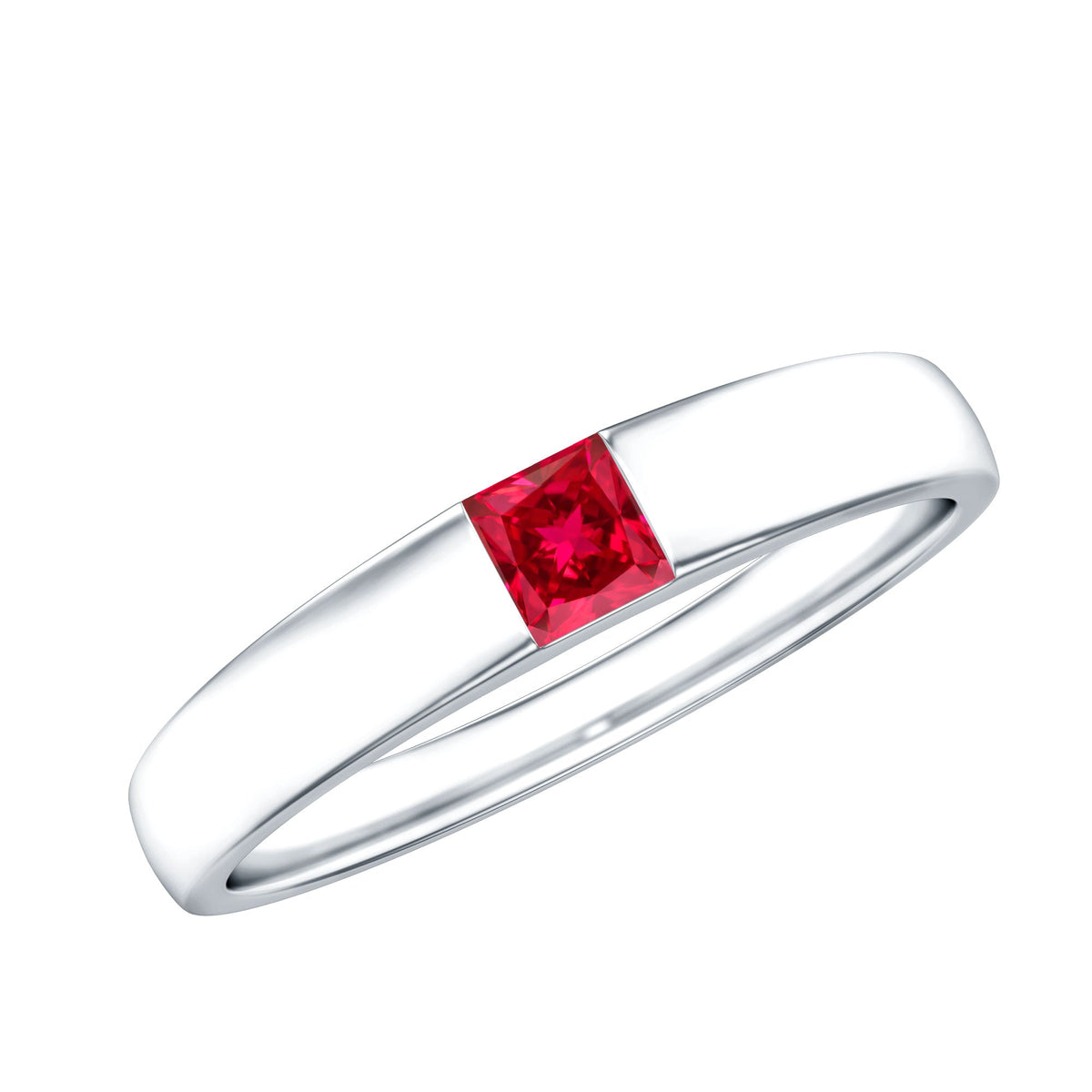 Princess Cut Created Ruby Solitaire Promise Ring
