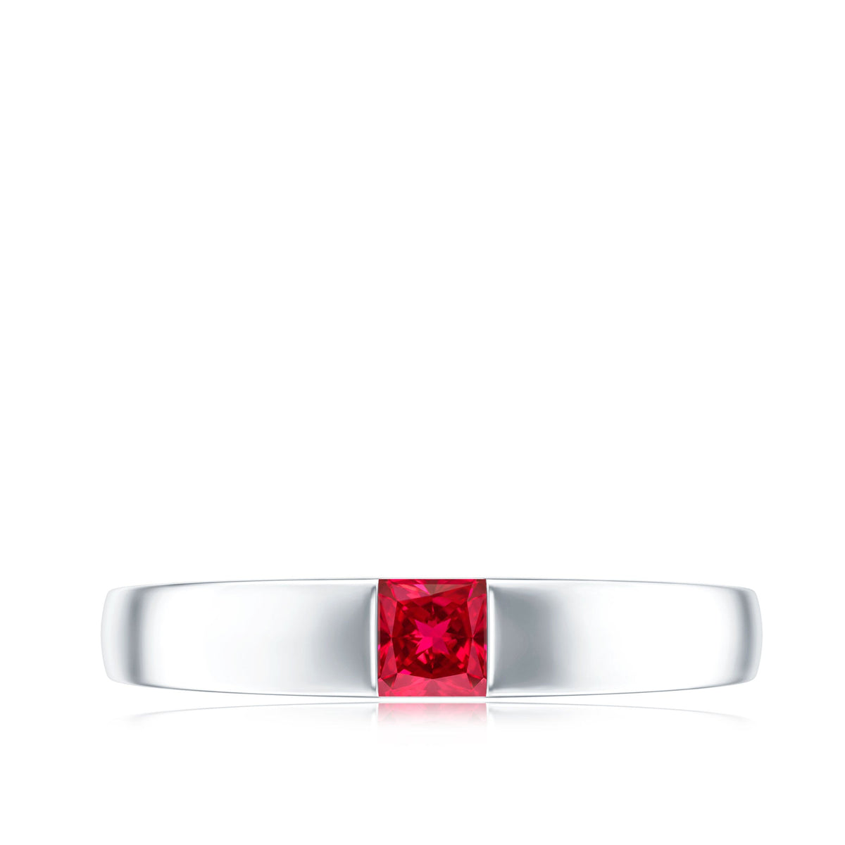 Princess Cut Created Ruby Solitaire Promise Ring