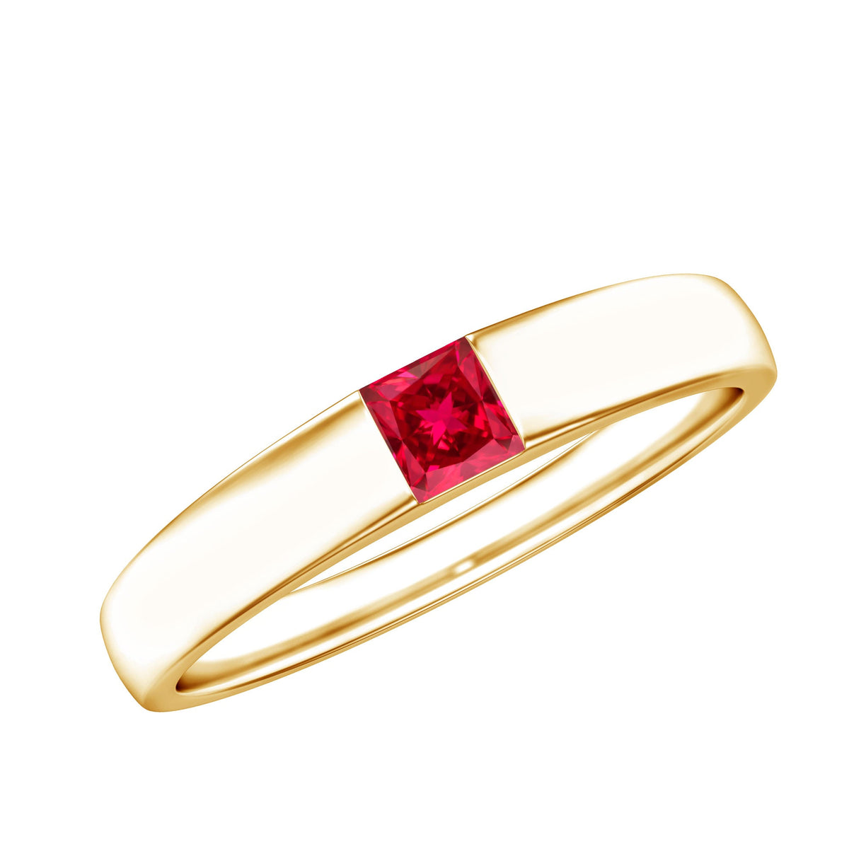 Princess Cut Created Ruby Solitaire Promise Ring