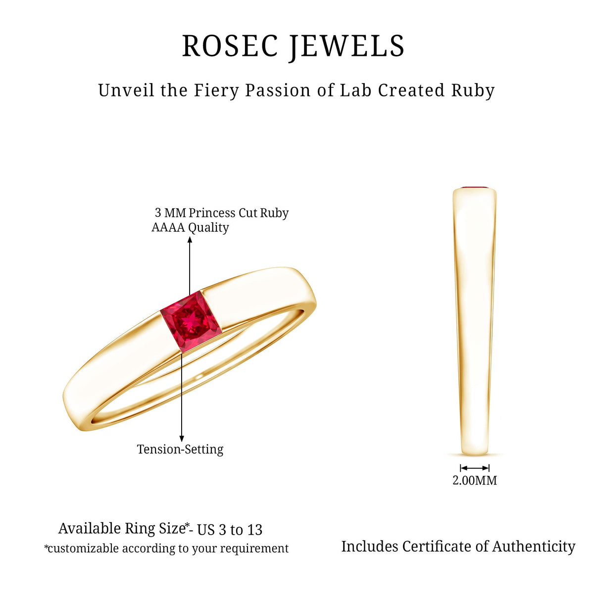Princess Cut Created Ruby Solitaire Promise Ring