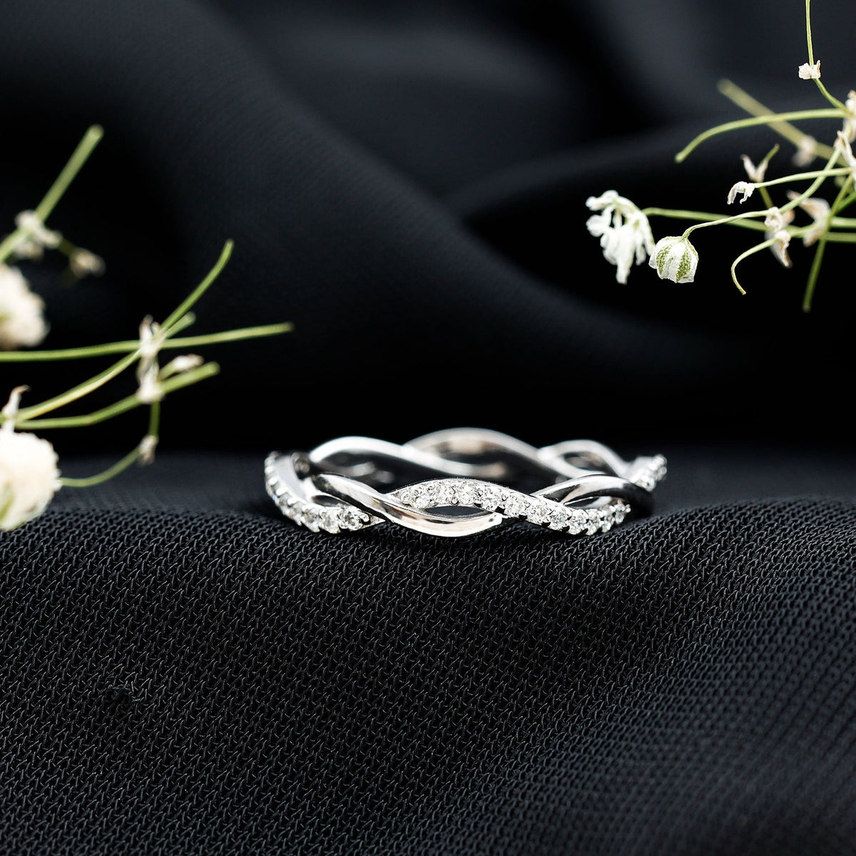 Certified Moissanite Infinity Eternity Band Ring