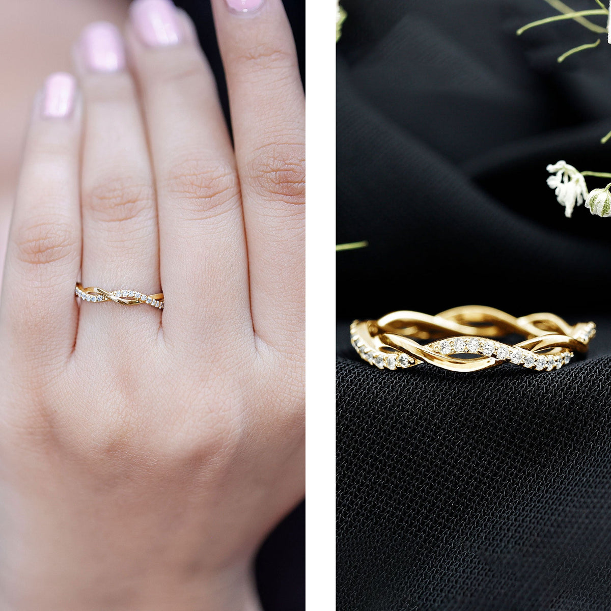 Certified Moissanite Infinity Eternity Band Ring