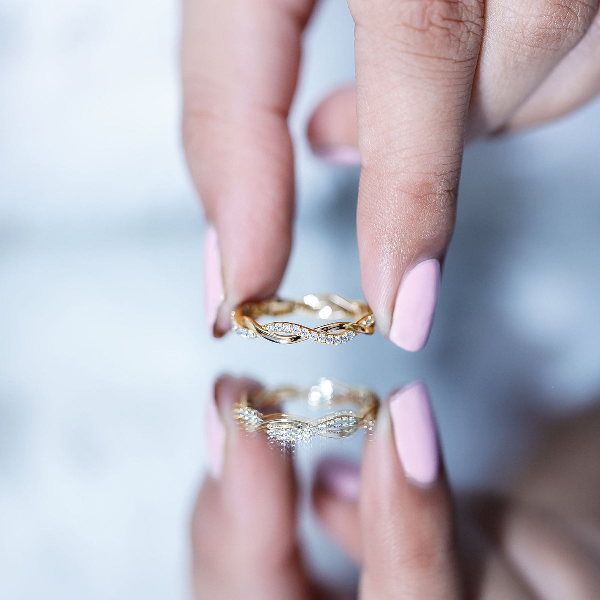 Certified Moissanite Infinity Eternity Band Ring