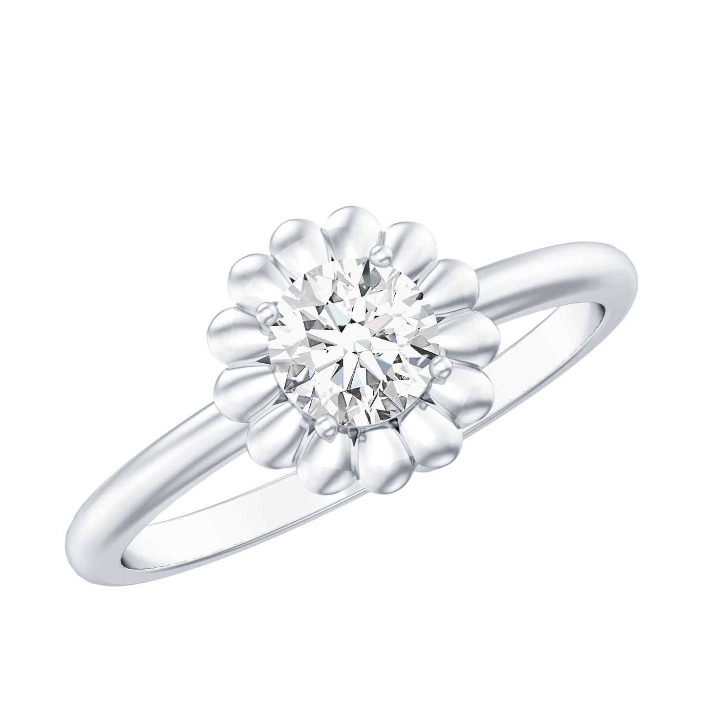 Brilliant Cut Moissanite Flower Promise Ring with Certificate