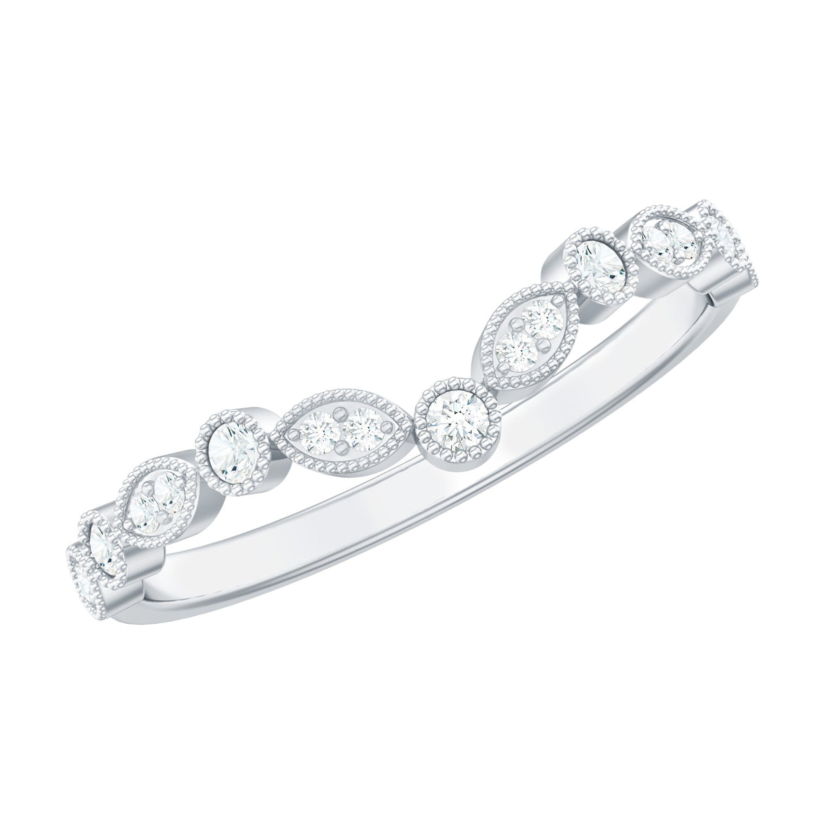 Natural Diamond Curved Wedding Enhancer Ring