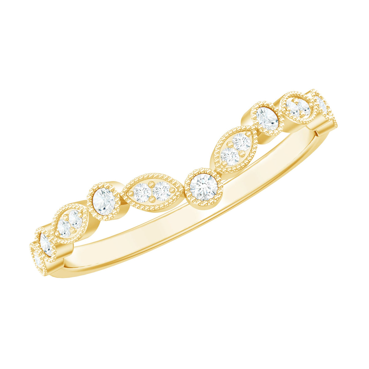 Natural Diamond Curved Wedding Enhancer Ring