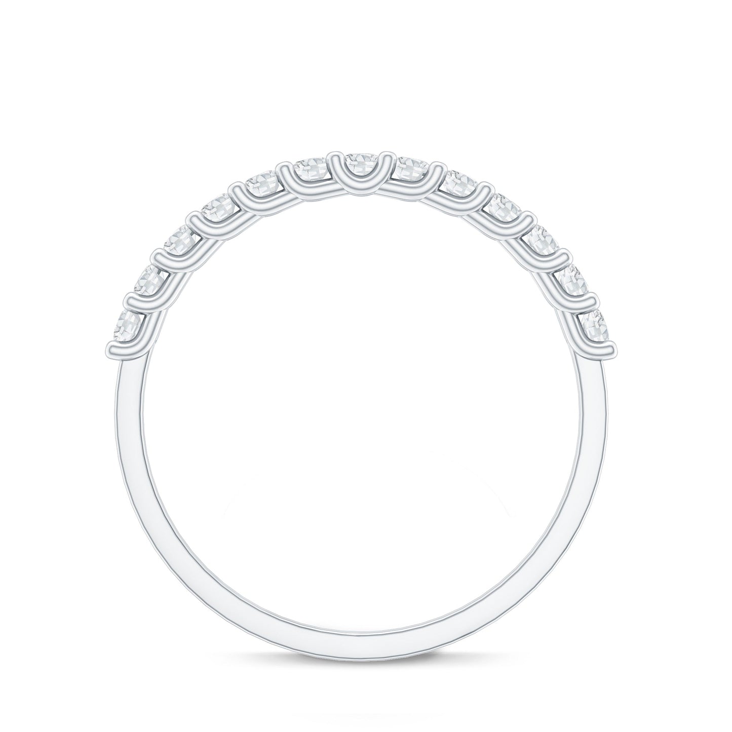 Moissanite Half Eternity Ring in Shared Prong Setting