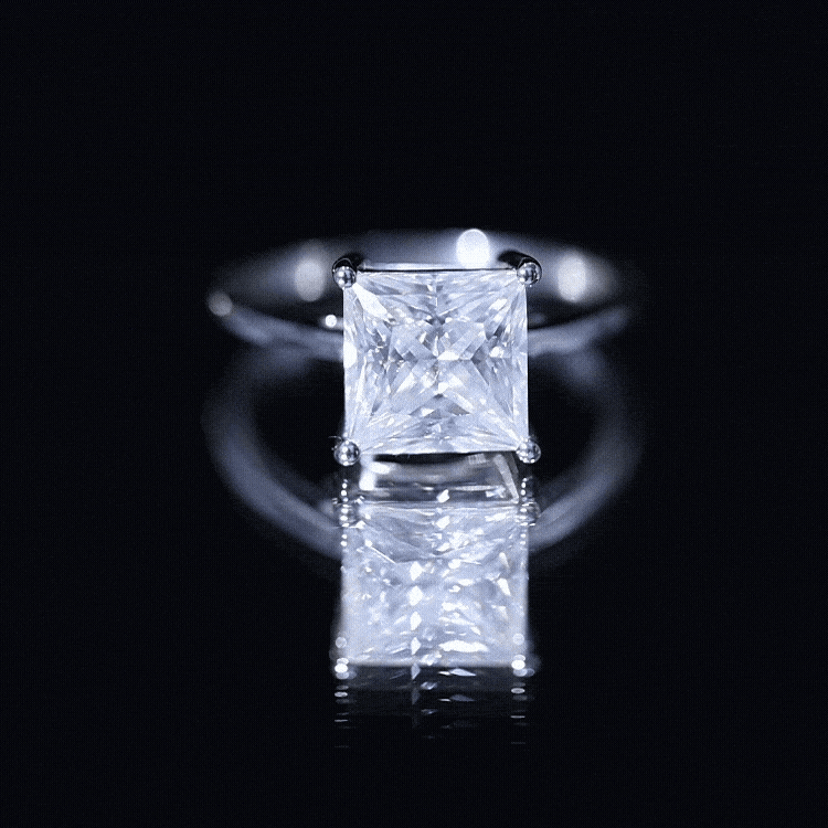 3 Carat Princess Cut Moissanite Solitaire Engagement Ring