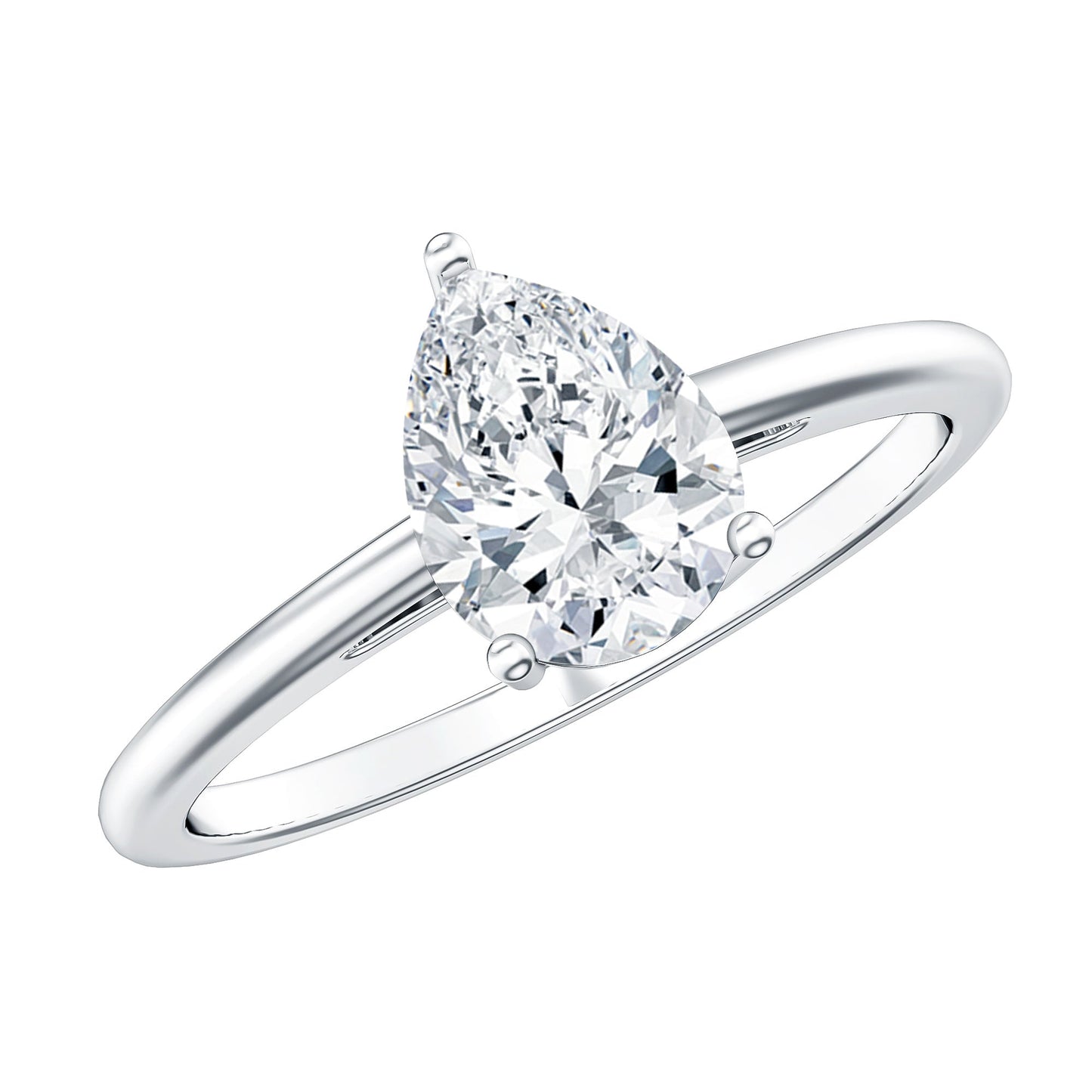 Solitaire Moissanite Teardrop Engagement Ring for Women