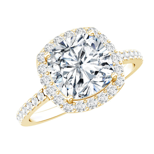 Victorian Style 3 Carat Cushion Moissanite Halo Engagement Ring