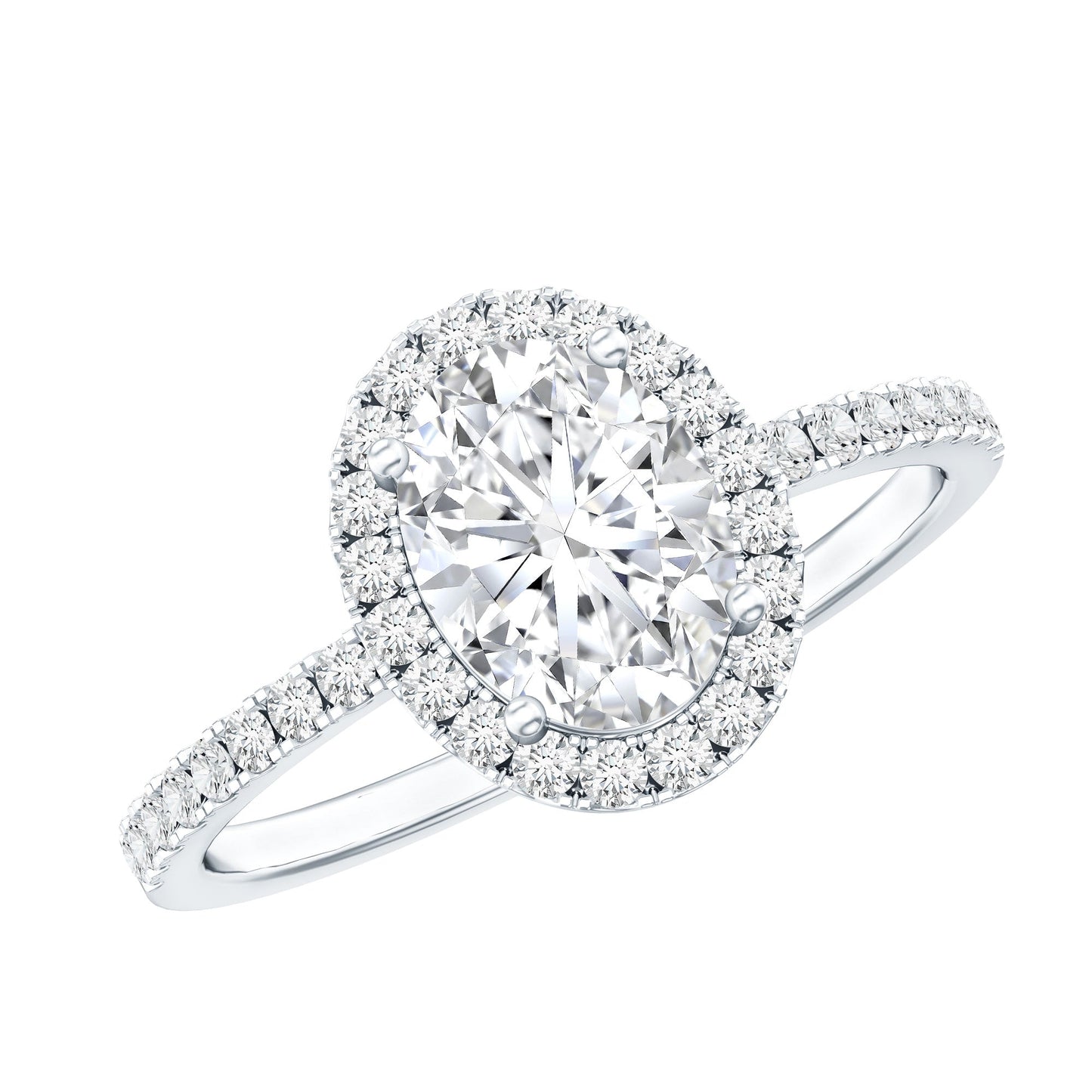 1.2 Carat Certified Moissanite Oval Halo Engagement Ring For Her