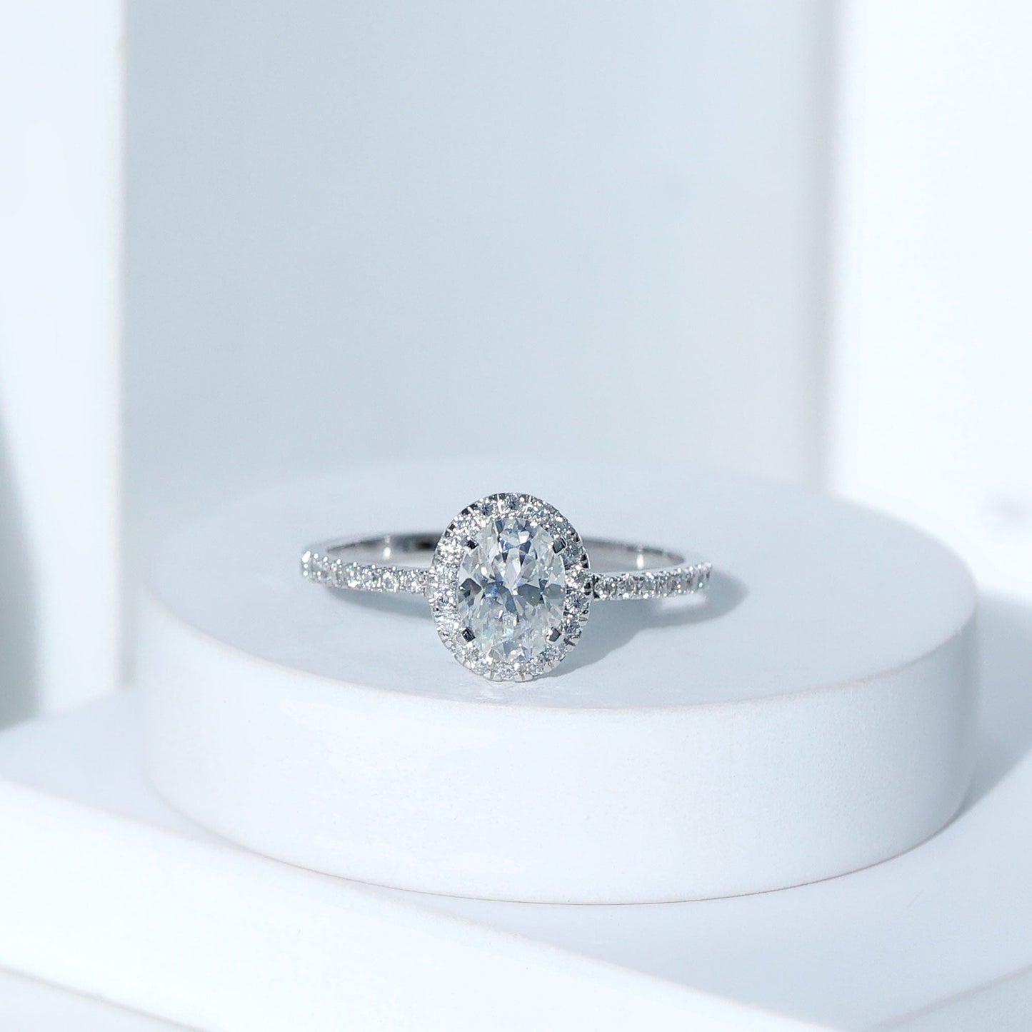 1.2 Carat Certified Moissanite Oval Halo Engagement Ring For Her
