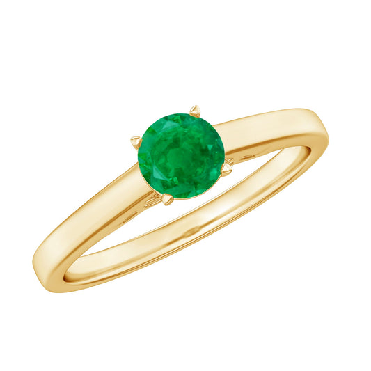 Round Shaped 0.4 Carat Emerald Solitaire Promise Ring for Her