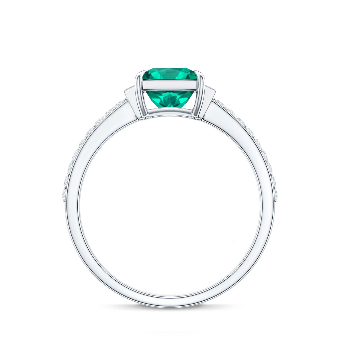Lab Grown Emerald Diamond 3 Stone Engagement Ring with Certificate