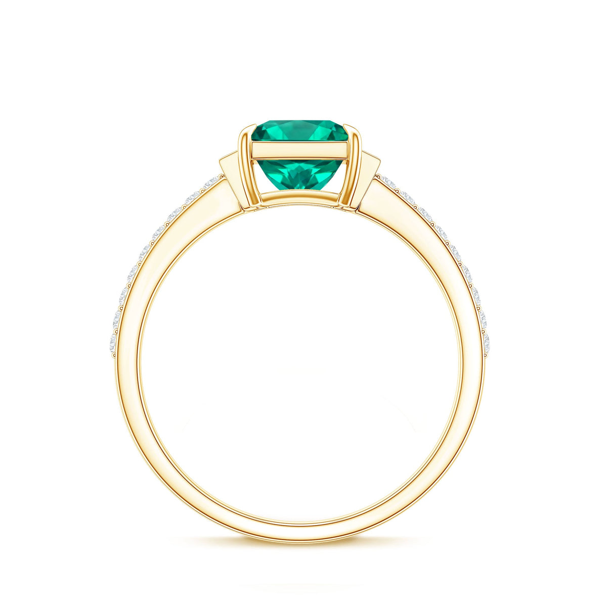 Lab Grown Emerald Diamond 3 Stone Engagement Ring with Certificate