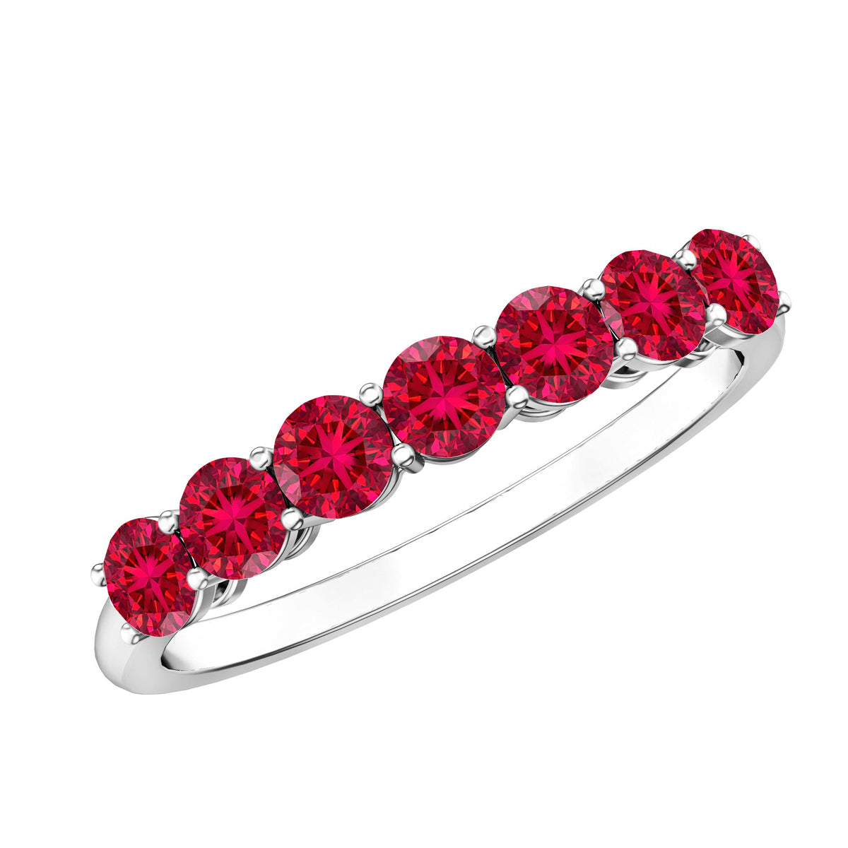 Lab Created Ruby Half Eternity Wedding Band
