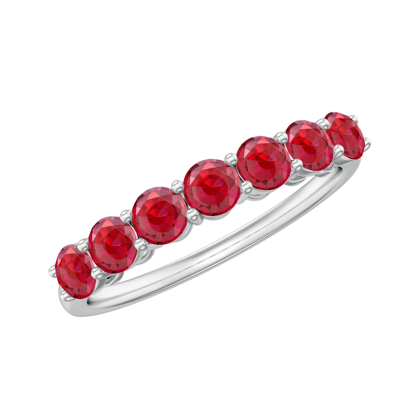 Lab Created Ruby Half Eternity Wedding Band