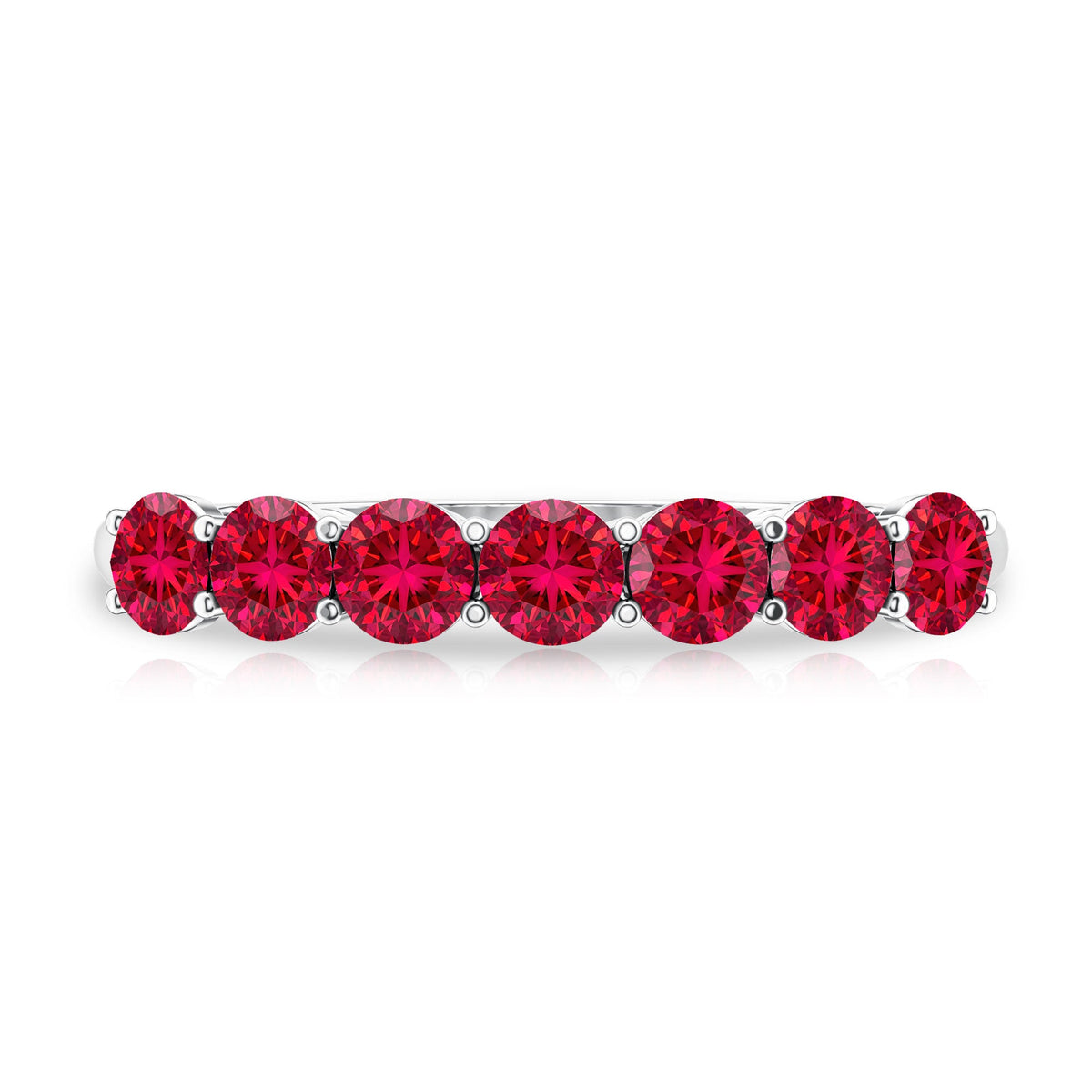 Lab Created Ruby Half Eternity Wedding Band