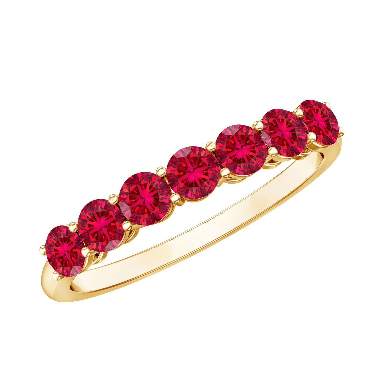 Lab Created Ruby Half Eternity Wedding Band