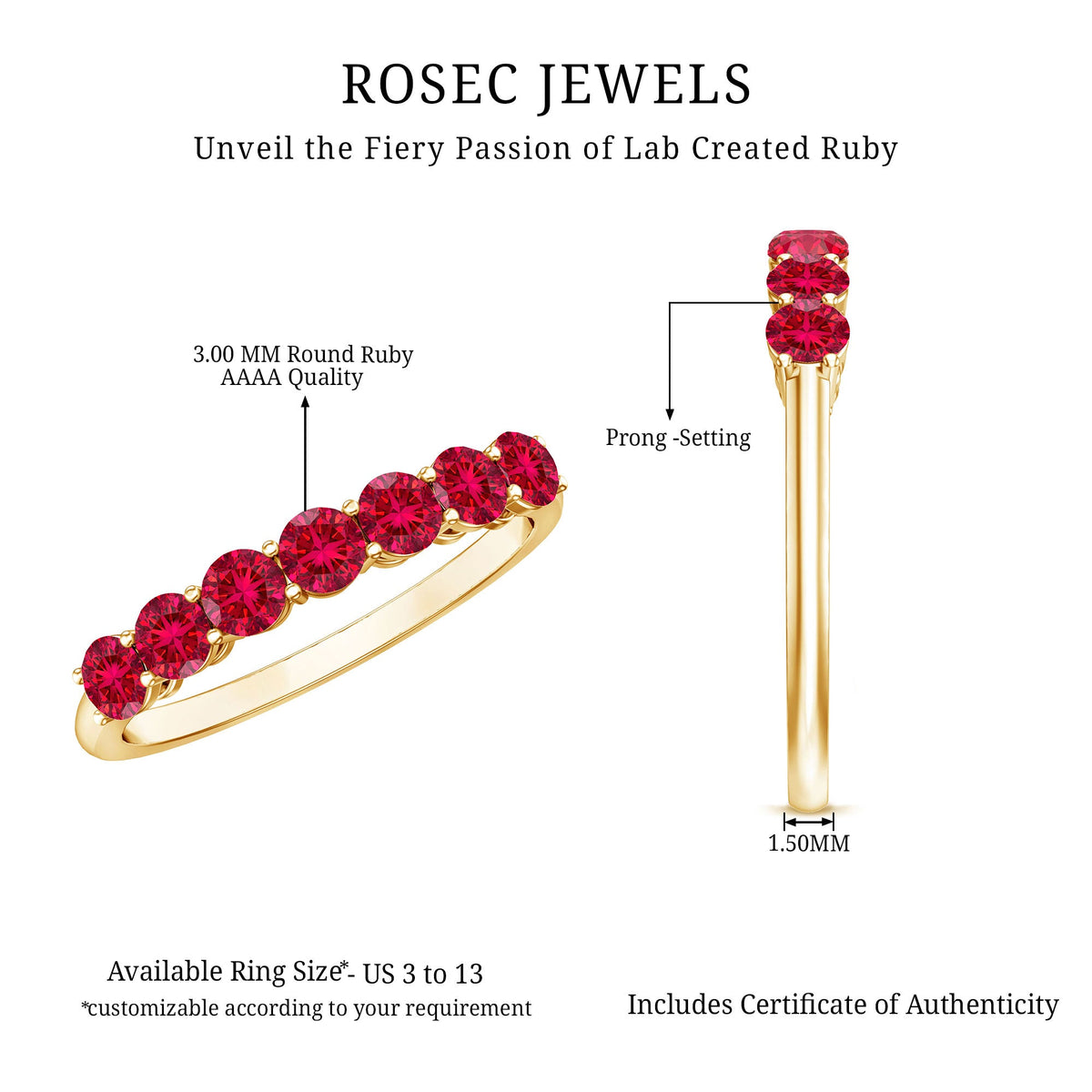 Lab Created Ruby Half Eternity Wedding Band
