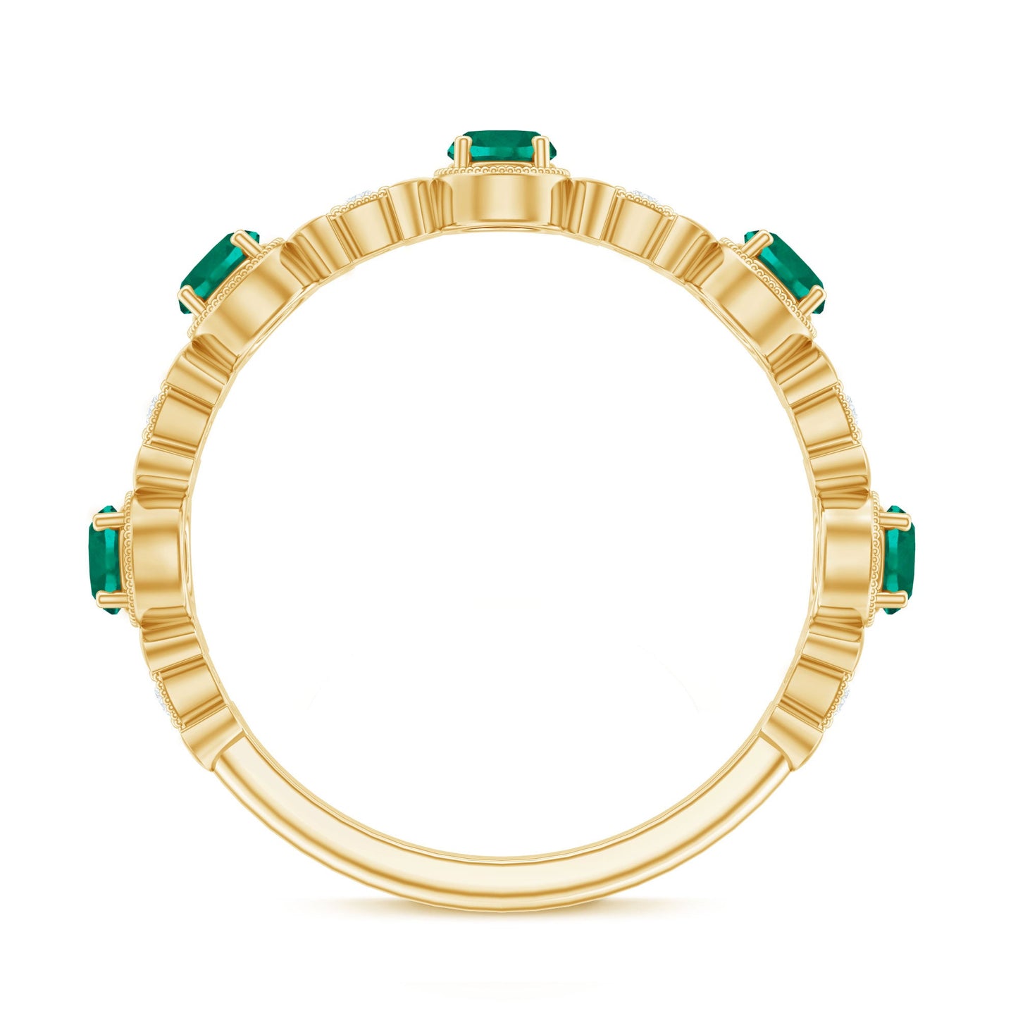 Nature Inspired Lab Grown Emerald Diamond Half Eternity Anniversary Ring