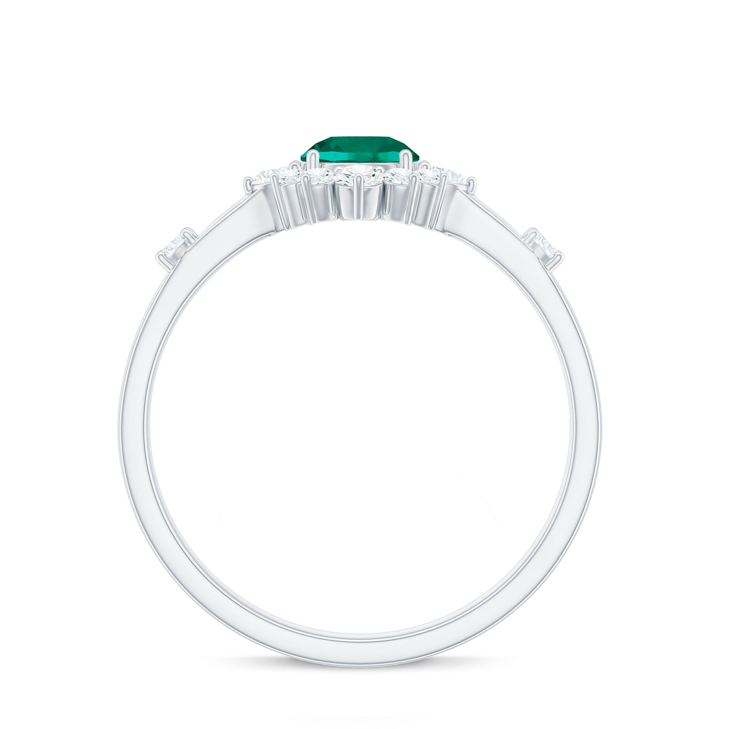 Certified Lab Grown Emerald Classic Engagement Ring with Diamond