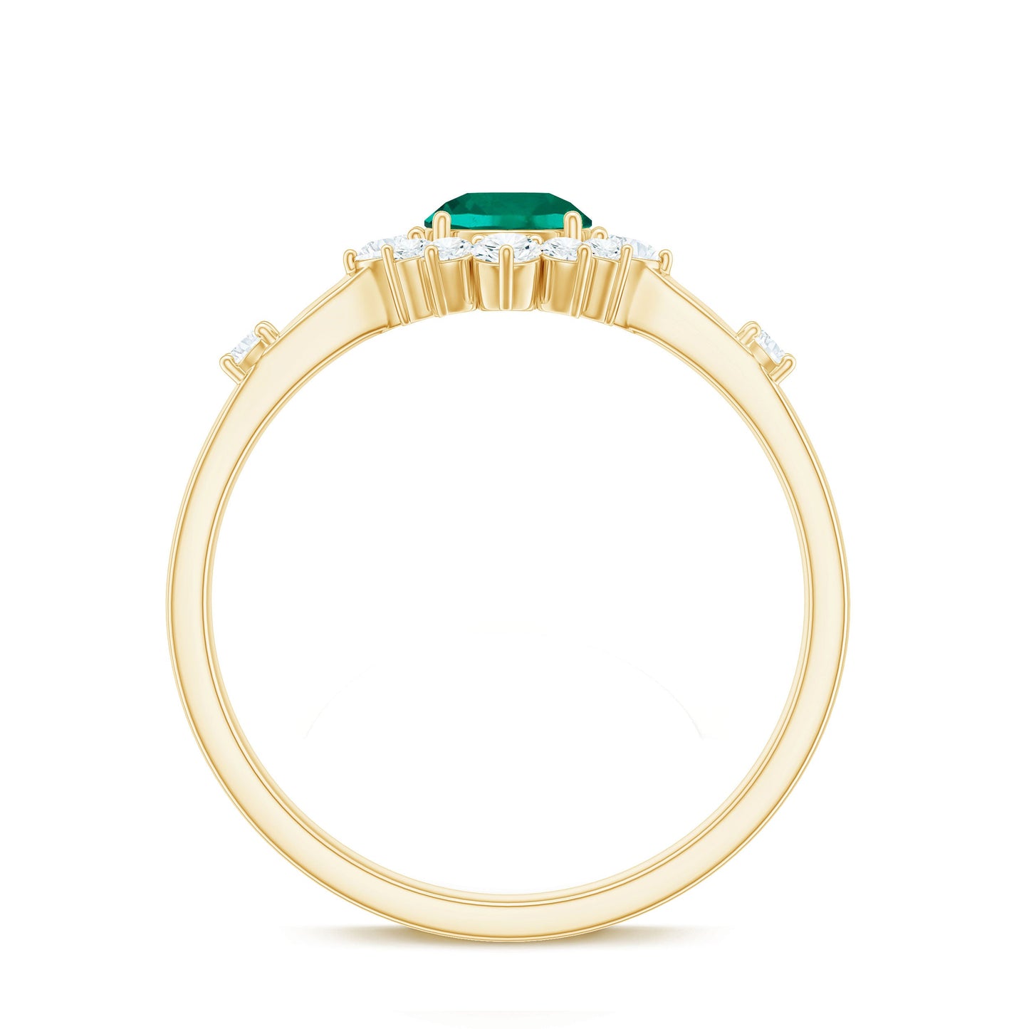 Certified Lab Grown Emerald Classic Engagement Ring with Diamond