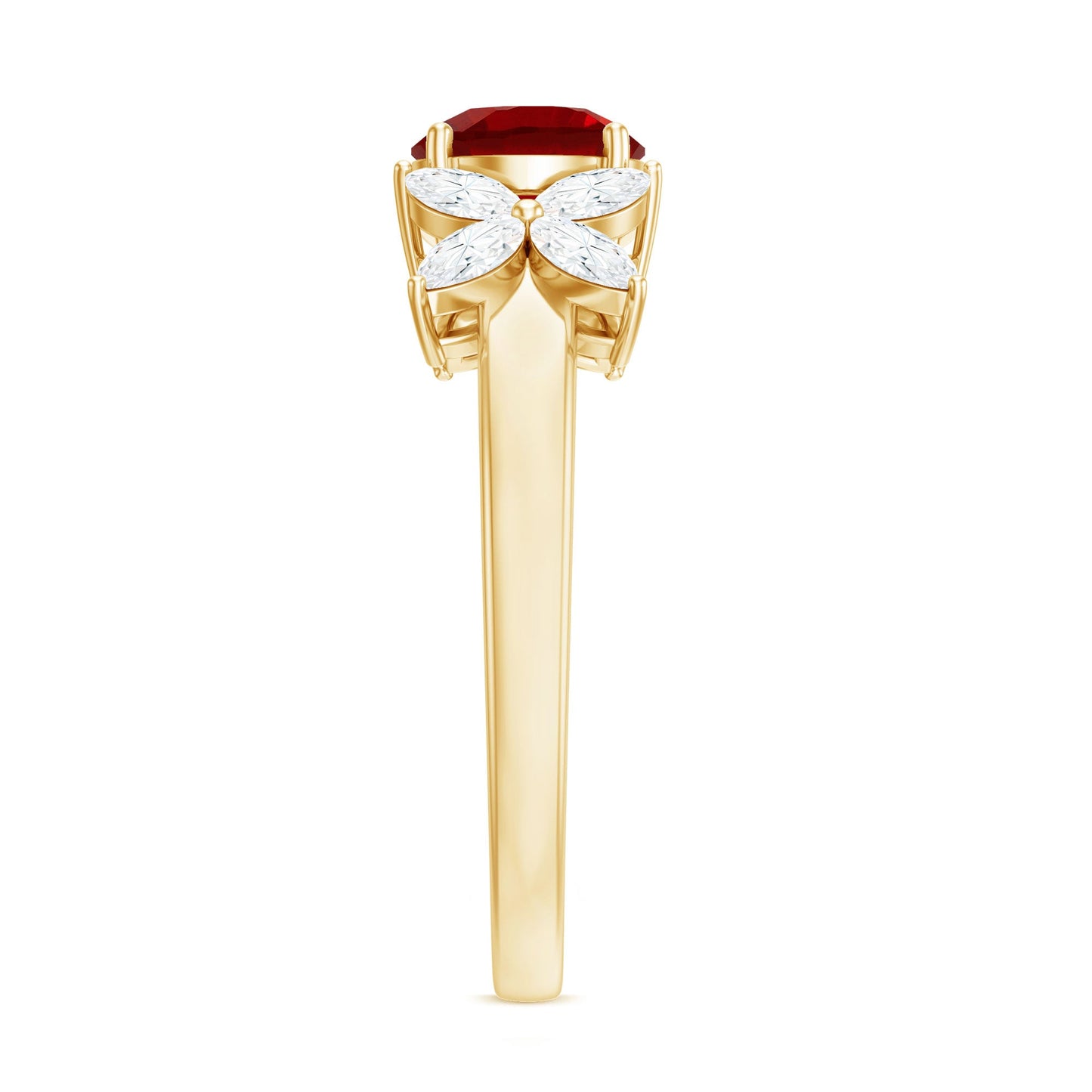Brilliant Cut Lab Created Ruby Floral Engagement Ring with Certificate