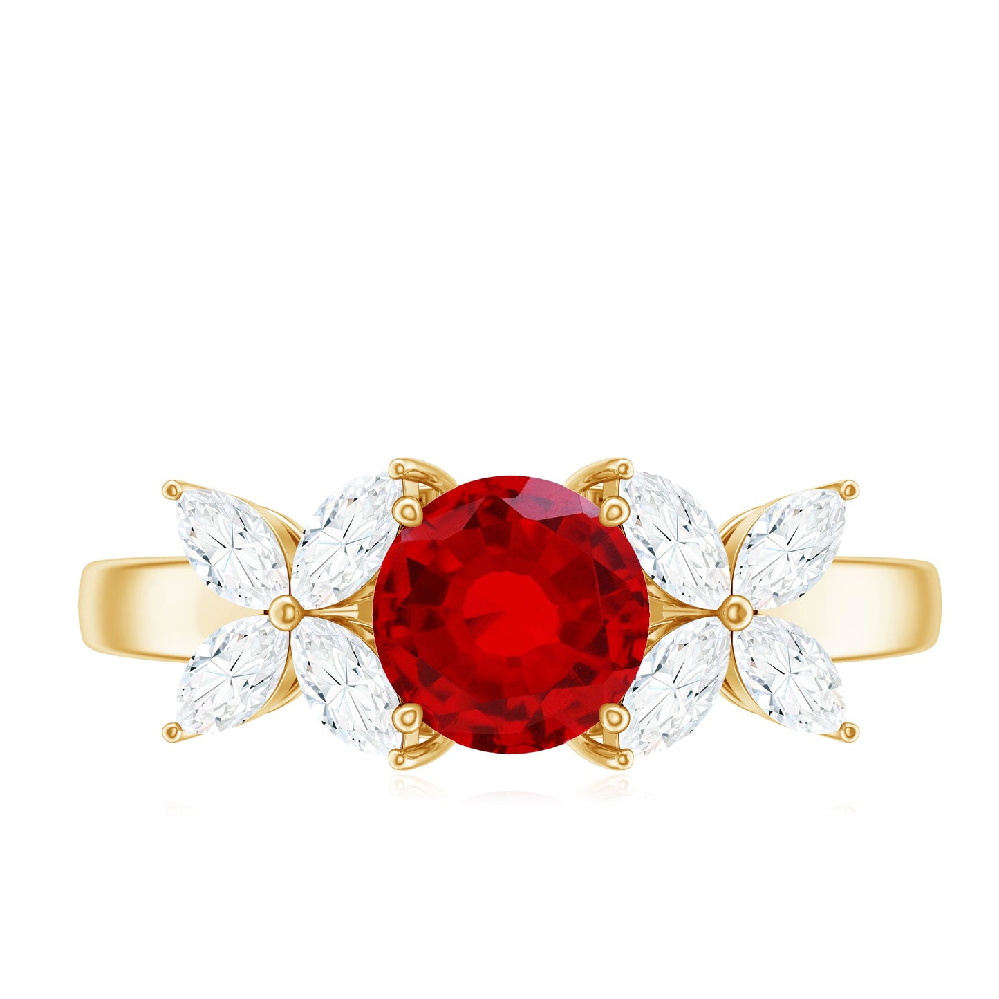Brilliant Cut Lab Created Ruby Floral Engagement Ring with Certificate