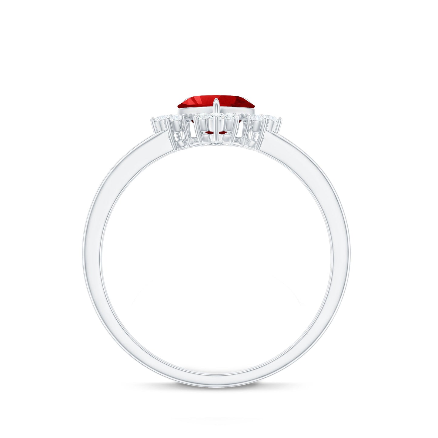 Lab Created Ruby Heart Promise Ring with Diamonds