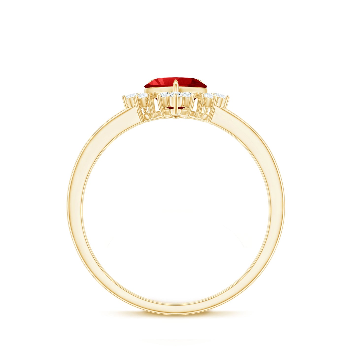 Lab Created Ruby Heart Promise Ring with Diamonds