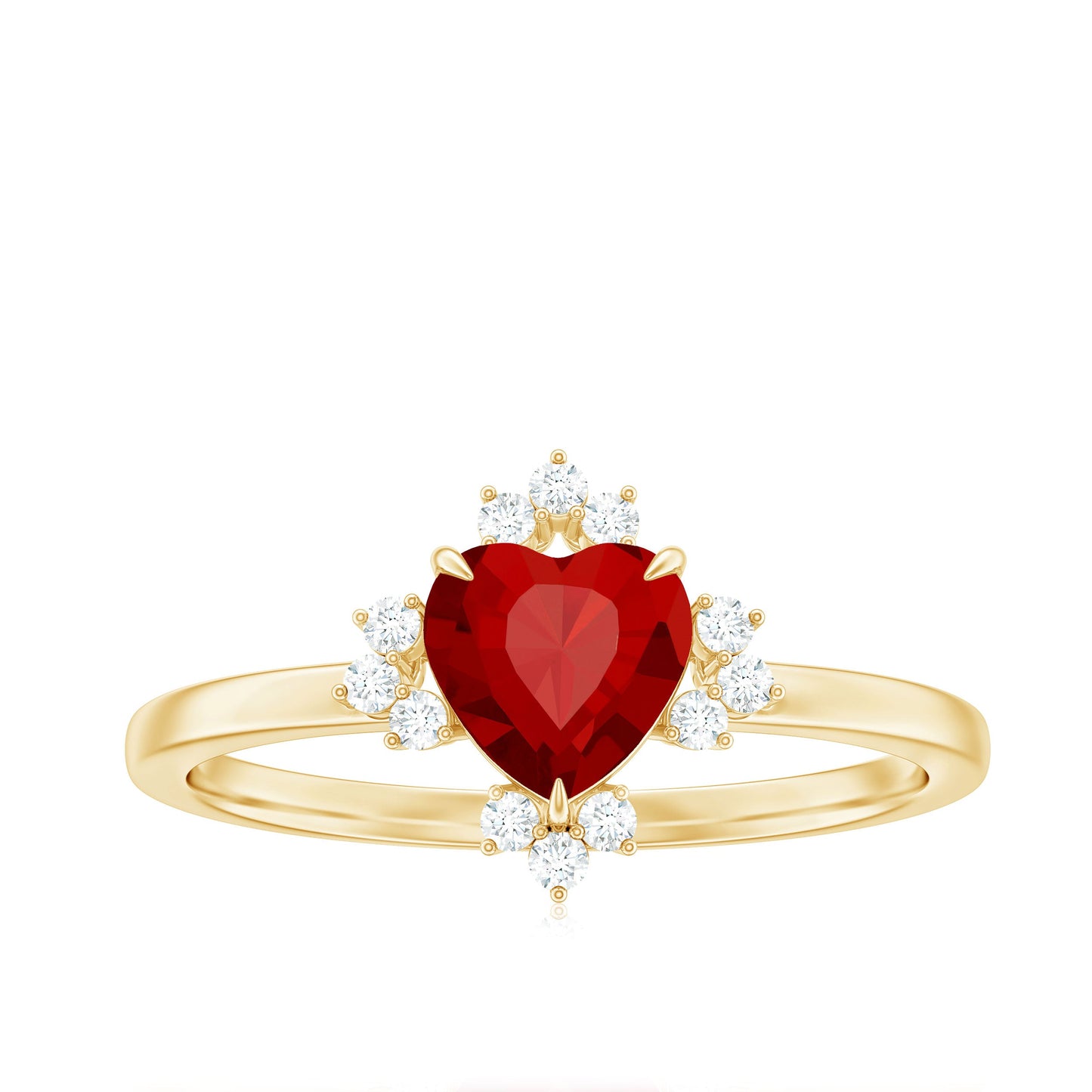 Lab Created Ruby Heart Promise Ring with Diamonds