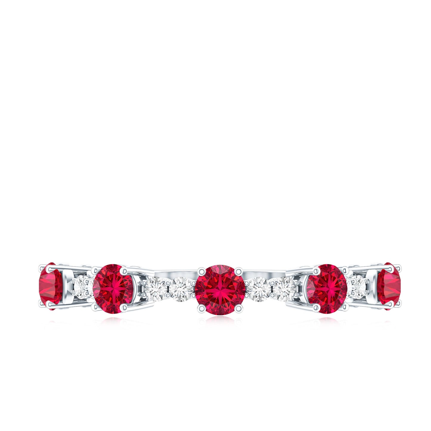Lab Created Ruby and Diamond Half Eternity Stackable Ring