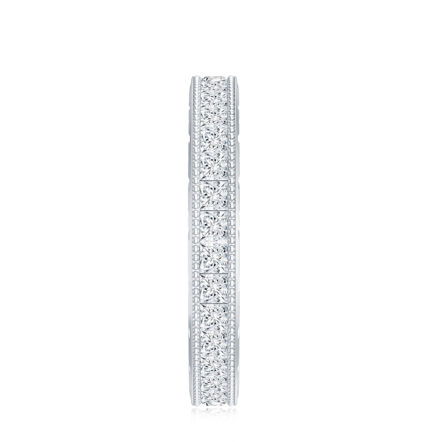 Certified Princess Cut Lab Grown Diamond Eternity Wedding Band